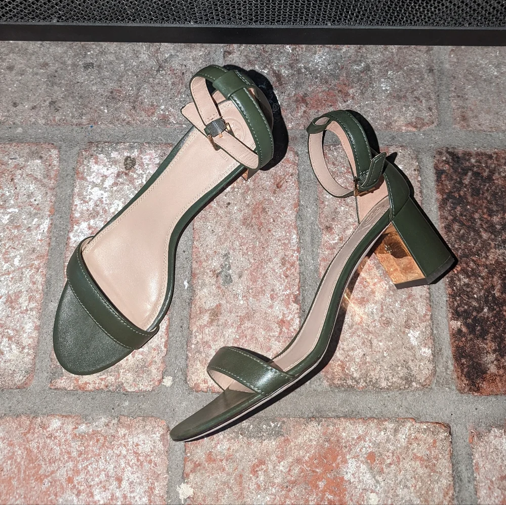 Tory Burch Cecile 55 mm Leather Sandal in Green size 10